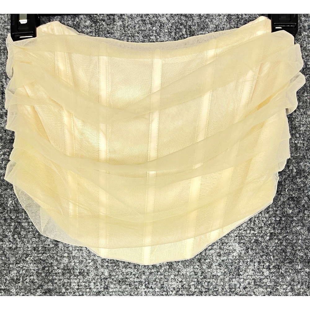 White Fox Women's Cream Ruffle Corset Top XS Tiered Romantic Coquette Party